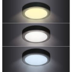 Solight LED mini panel CCT, přisazený, 12W, 900lm, 3000K, 4000K, 6000K, kulatý, černá barva, WD170-B