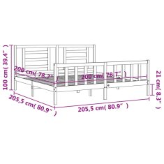 Petromila Rám postele s čelem černý 200 x 200 cm masivní dřevo