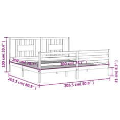 Petromila Rám postele s čelem medově hnědý 200 x 200 cm masivní dřevo