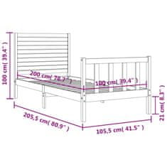 Vidaxl Postel bez matrace bílá 100 x 200 cm masivní borovice