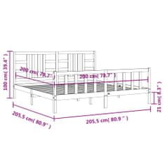 Petromila Rám postele s čelem medově hnědý 200 x 200 cm masivní dřevo