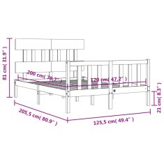 Vidaxl Postel bez matrace bílá 120 x 200 cm masivní borovice