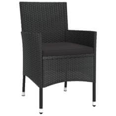 Greatstore 3dílný zahradní bistro set s poduškami černý polyratan