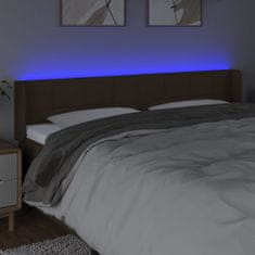 Vidaxl Čelo postele s LED tmavě hnědé 203 x 16 x 78/88 cm textil