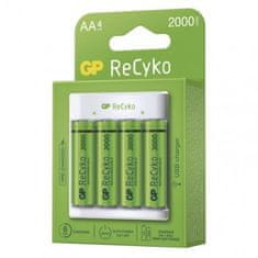 GP Nabíječka baterií B51414 Eco E411 + 4× AA ReCyko 2000, bílá 1604841110