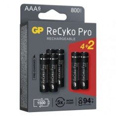 GP Nabíjecí baterie ReCyko Pro Professional AAA (HR03) B2218V, 6 ks, černé 1033126080