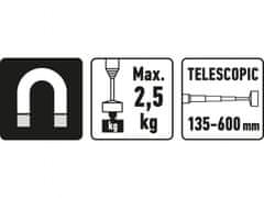 Extol Craft Magnet s teleskopickou rukojetí, 135-600mm