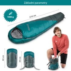 KEENFLEX Třísezónní spací pytel Alpine Twin Zips -18,1°C, petrolejová