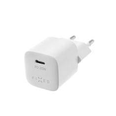 FIXED Set síťové nabíječky Mini s USB-C výstupem a USB-C/USB-C kabelu, podpora PD, 1 metr, 20W, bílý