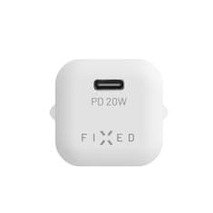 FIXED Síťová nabíječka Mini s USB-C výstupem a podporou PD, 20W, bílá