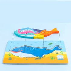 HABARRI Dřevěné montessori puzzle s delfínem