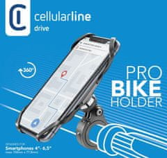 CellularLine Univerzální držák Cellularline Bike Holder PRO pro mobilní telefony k upevnění na řídítka, černý