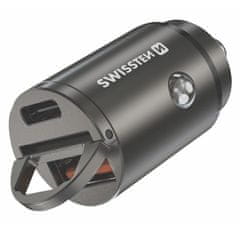 SWISSTEN Swissten CL adaptér Power Delivery USB-C + Super Charge 3.0 30W nano stříbrný