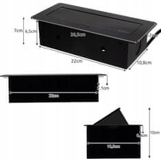 Izoksis 21446 Zásuvka výklopná 2x zásuvka, 2x USB, 1,9 m černá