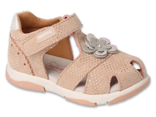 Befado dívčí sandálky BALERINA 170P070 světle růžové, kytička