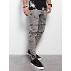 OMBRE Pánské kalhoty JOGGERS s prošíváním šedé V4 OM-PADJ-0111 MDN122273 XL