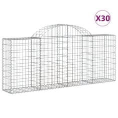 Vidaxl Klenuté gabionové koše 30ks 200x30x80/100 cm pozinkované železo