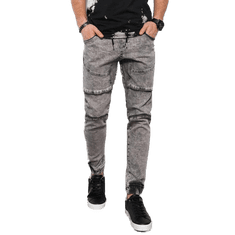 OMBRE Pánské kalhoty JOGGERS s prošíváním šedé V4 OM-PADJ-0111 MDN122273 XL