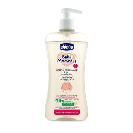 Chicco Šampon micelární na vlasy a tělo s dávkovačem Baby Moments Sensitive 94% přírod. složek 500ml