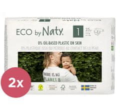 ECO by Naty 2x Pleny jednorázové 1 (2-5 kg) 25 ks