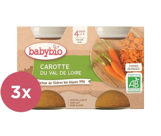 Babybio 3x Příkrm mrkev 2x 130 g