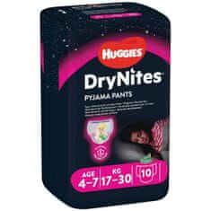 Huggies DryNites Kalhotky plenkové jednorázové pro dívku 4-7 let (17-30 kg) 10 ks