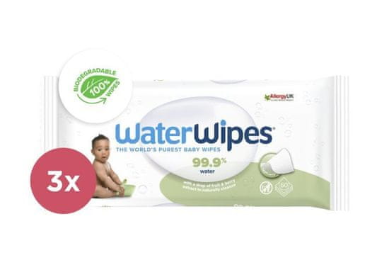 WaterWipes 3x Vlhčené obrousky bez obsahu plastů Soapberry 60 ks (180 ks )