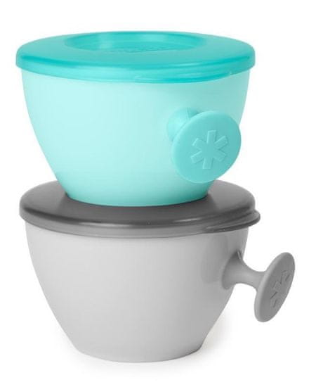 Skip hop Misky s víkem a držákem Easy Grab Grey, Teal 2x 240 ml, 3 m+