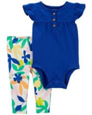 Carter's Set 2dílný legíny, body kr. rukáv Cobalt Floral dívka 3m