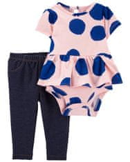 Carter's Set 2dílný legíny, body kr. rukáv PinkBlue Dots holka NB/ vel. S 56