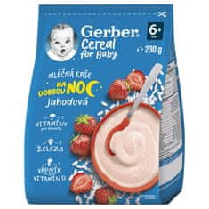 Gerber Kaše mléčná cereal jahodová Dobrou noc 230 g