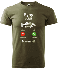 Hobbytriko Dětské rybářské tričko - Ryby volají Barva: Černá (01), Velikost: 6 let / 122 cm
