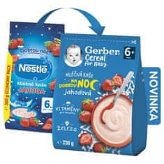 Gerber Kaše mléčná cereal jahodová Dobrou noc 230 g