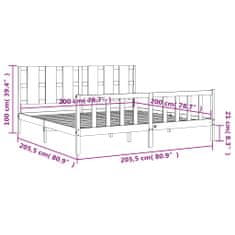 Petromila Rám postele s čelem medově hnědý 200 x 200 cm masivní dřevo