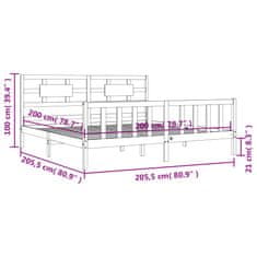 Petromila Rám postele s čelem medově hnědý 200 x 200 cm masivní dřevo