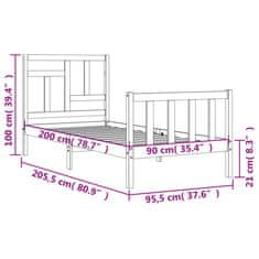 Vidaxl Postel bez matrace bílá 90 x 200 cm masivní borovice