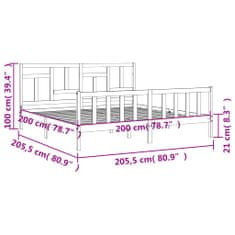 Petromila Rám postele s čelem černý 200 x 200 cm masivní dřevo