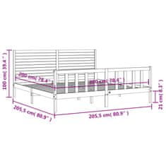 Petromila Rám postele s čelem bílý 200 x 200 cm masivní dřevo