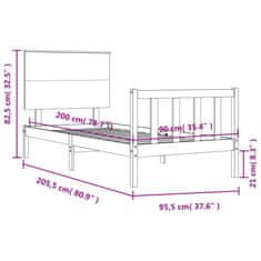 Vidaxl Postel bez matrace bílá 90 x 200 cm masivní borovice