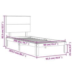 Vidaxl Postel bez matrace bílá 90 x 200 cm masivní borovice