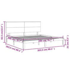 Petromila Rám postele s čelem bílý 200 x 200 cm masivní dřevo