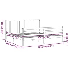 Petromila Rám postele s čelem černý 200 x 200 cm masivní dřevo