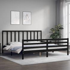 Petromila Rám postele s čelem černý 200 x 200 cm masivní dřevo