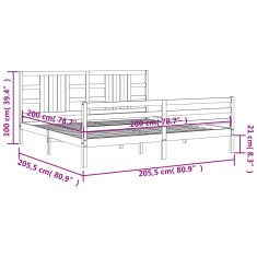 Petromila Rám postele s čelem medově hnědý 200 x 200 cm masivní dřevo