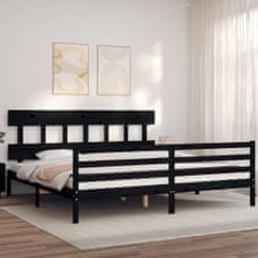 Petromila Rám postele s čelem černý 200 x 200 cm masivní dřevo