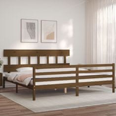 Petromila Rám postele s čelem medově hnědý 200 x 200 cm masivní dřevo