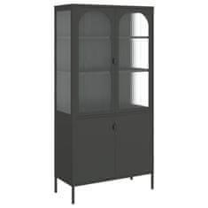 Greatstore Highboard černý 90 x 40 x 180 cm sklo a ocel