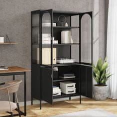 Greatstore Highboard černý 90 x 40 x 180 cm sklo a ocel