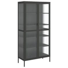 Vidaxl Highboard černý 85 x 40 x 180 cm sklo a ocel