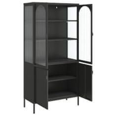 Vidaxl Highboard černý 90 x 40 x 180 cm sklo a ocel